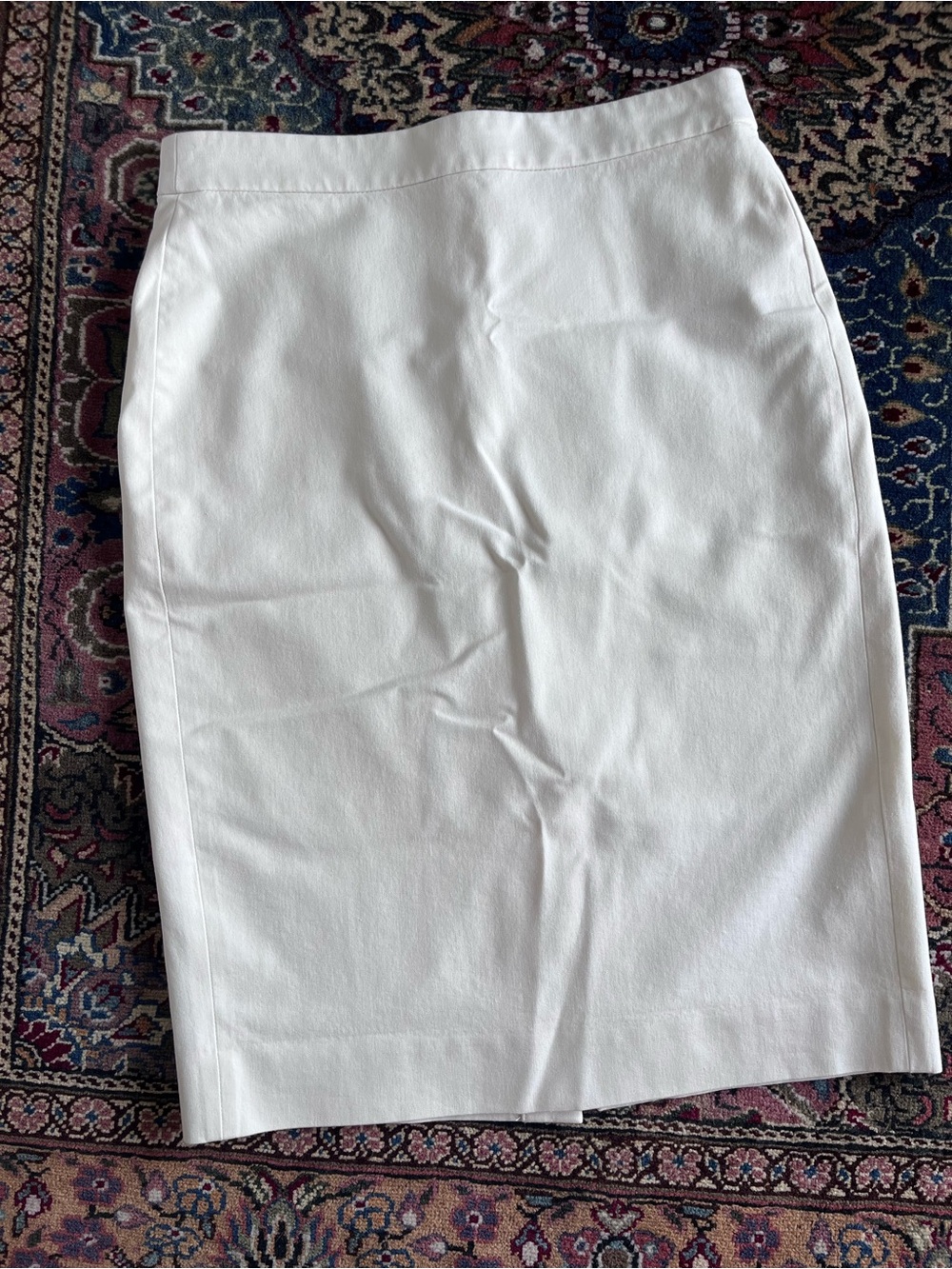 J.Crew 6P No. 3 Pencil Skirt Bi Stretch Cotton Blend Ivory/Bone Classic Minimal